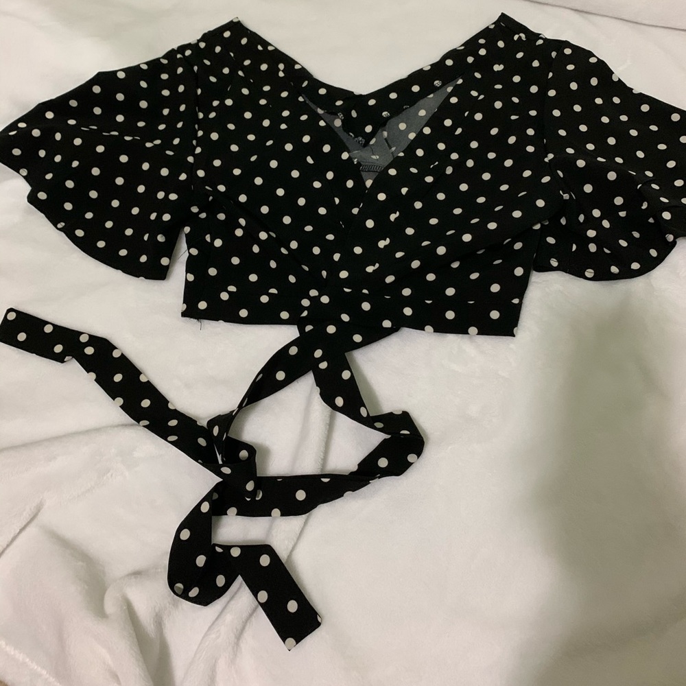 Polka dot front tie top